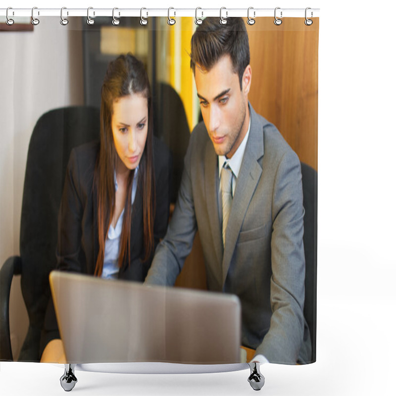 Personality  Business People Using A Laptop Shower Curtains