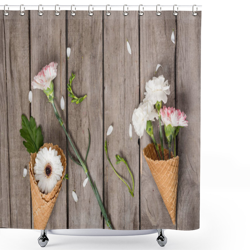 Personality  Flowers In Waffle Cones  Shower Curtains