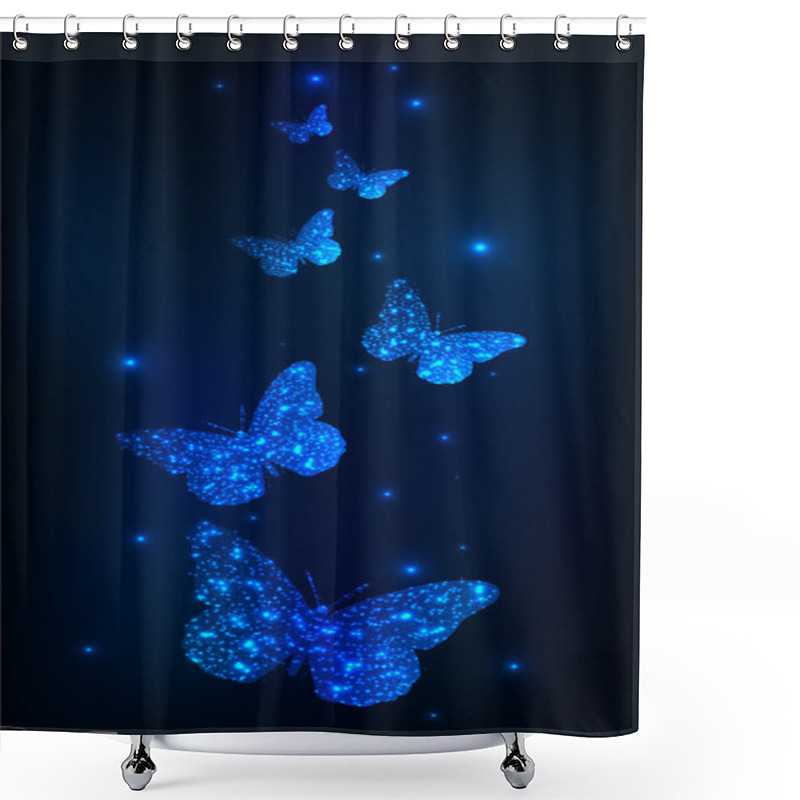 Personality  Abstract Background With Glowing Butterflies. Vector Illustration Shower Curtains