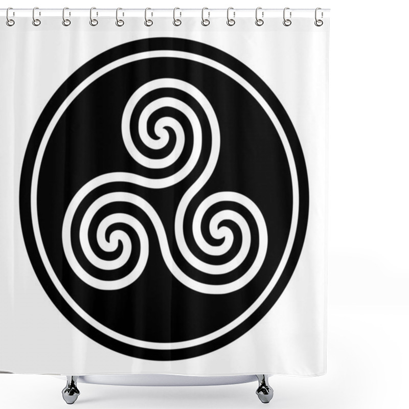 Personality  Triskelion Symbol Icon In A Black Circle  Shower Curtains