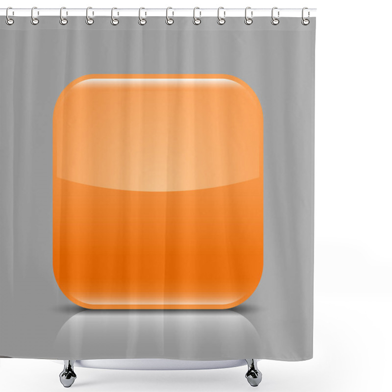 Personality  Orange Glossy Blank Internet Web Button. Rounded Square Shape Icon With Black Shadow And White Reflection On Light Gray Background. This Vector Illustration Created And Saved In 8 Eps Shower Curtains