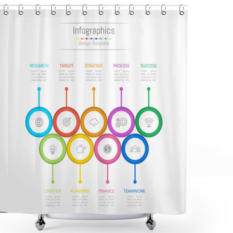 Personality  Infographic Design Elements For Your Business Data With 9 Options, Parts, Steps, Timelines Or Processes. Vector Illustration. Shower Curtains