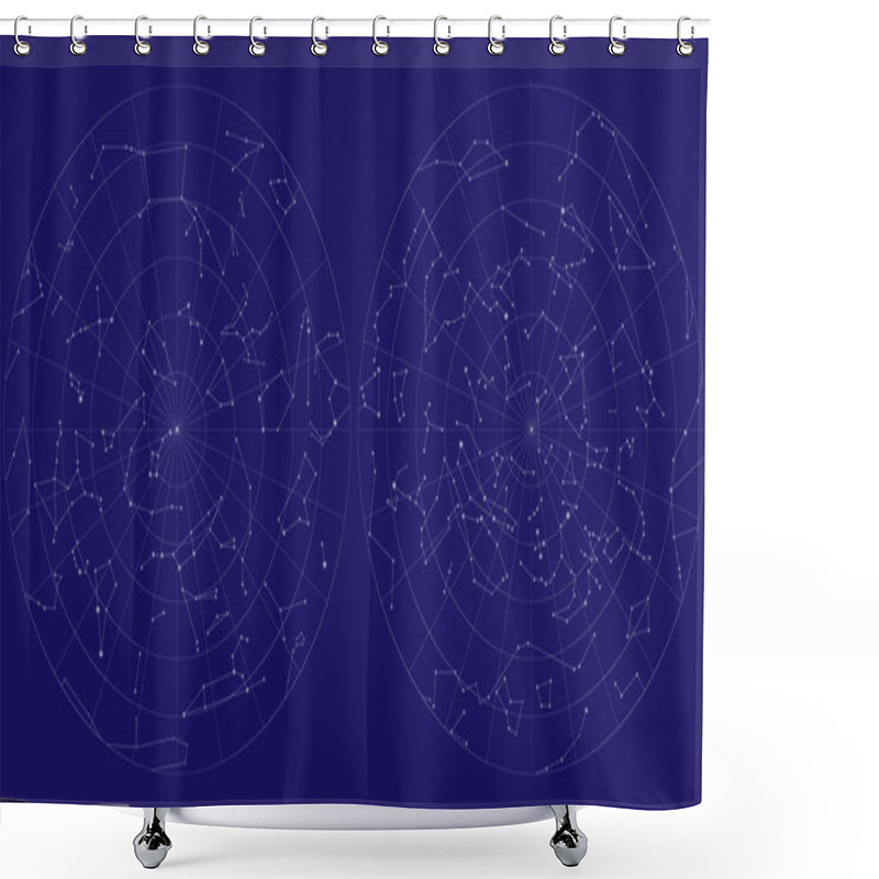 Personality  Full Sky Map Vector Design. Northern And Southern Hemispheres Constellations Shower Curtains