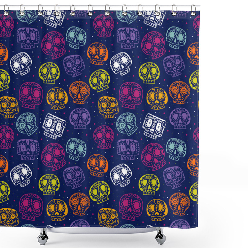 Personality  Vector Cartoon Flat Day Of The Dead Seamless Pattern Shower Curtains