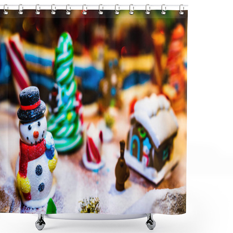 Personality  Christmas Composition With Seasonal Decorations And Ornaments Shower Curtains