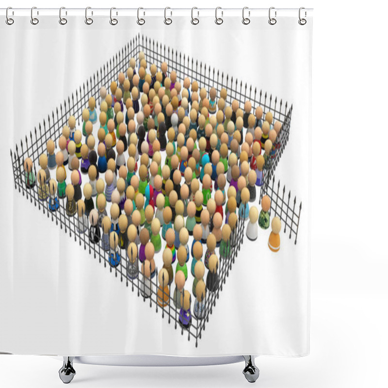 Personality  Cartoon Crowd, Fence Square Shower Curtains