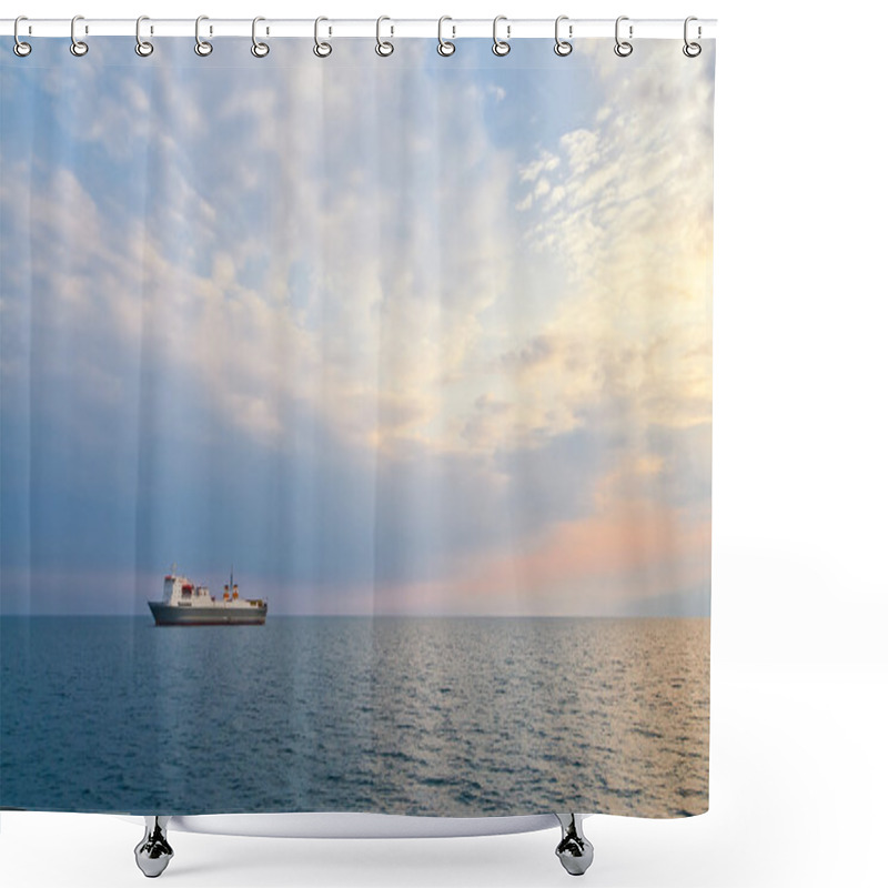 Personality  Big Ship Leaves In The Sea Shower Curtains