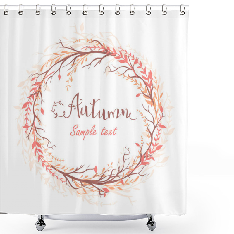 Personality  Round Frame Of Autumn Leaves. Autumn, Leaves, Wreath Shower Curtains