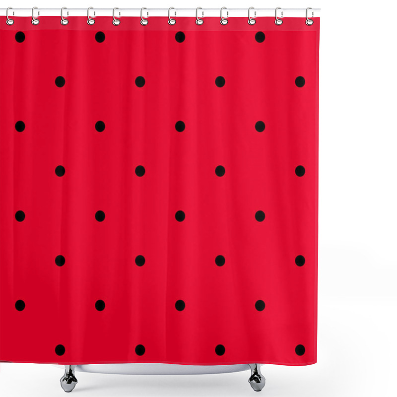 Personality  Seamless Geometric Pattern In  Polka Dots On A Red Background. V Shower Curtains