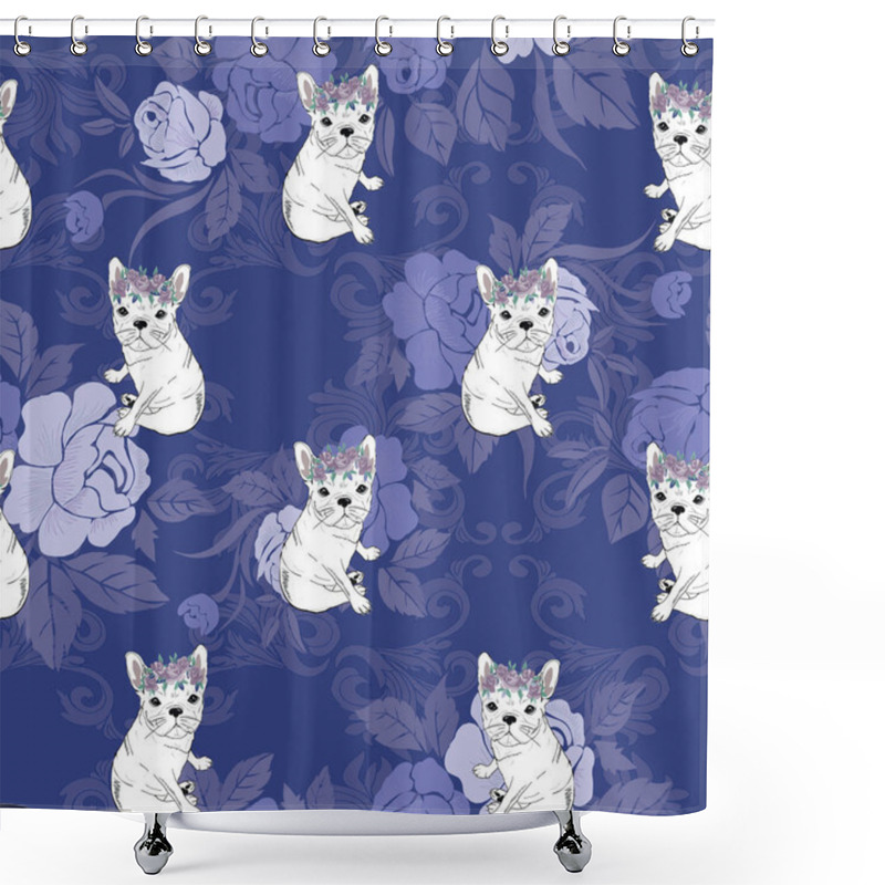 Personality  Bulldog Pattern, Puppy, Dog, Vector, Illustration Shower Curtains