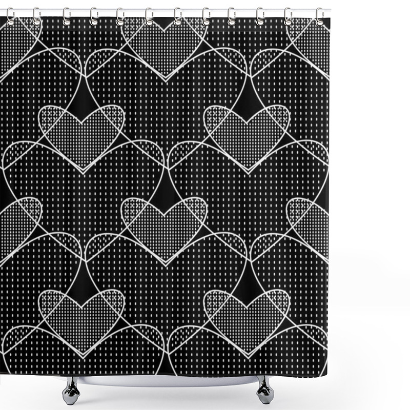 Personality  Dotted Love Hearts Vector Seamless Pattern. Ornamental Art Deco  Shower Curtains