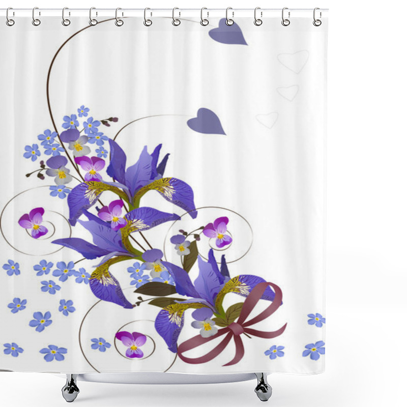 Personality  Floral Curls With Blue Iris Shower Curtains