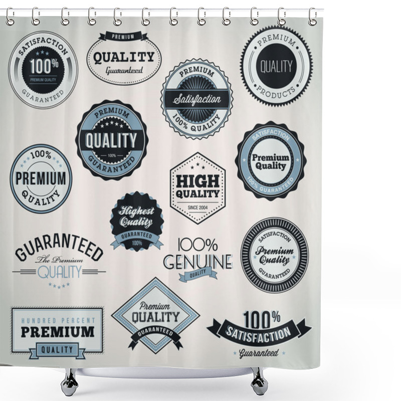 Personality  Set Of Vector Labels And Badges Shower Curtains