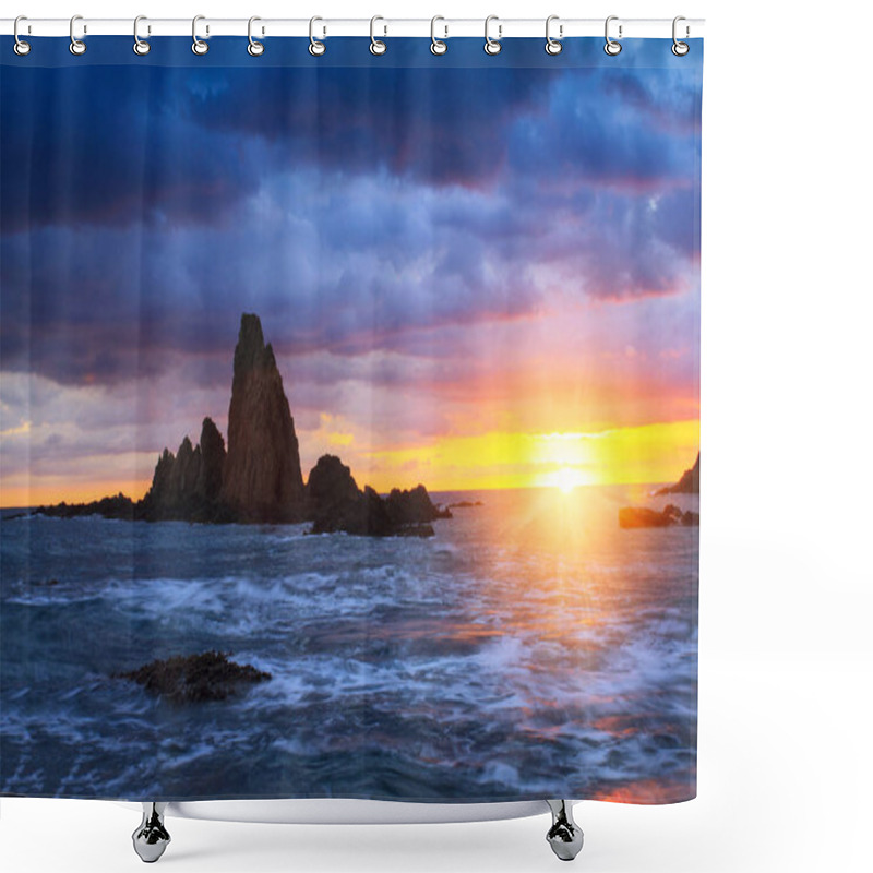 Personality  Sunset On The Coast Of The Natural Park Of Cabo De Gata Shower Curtains