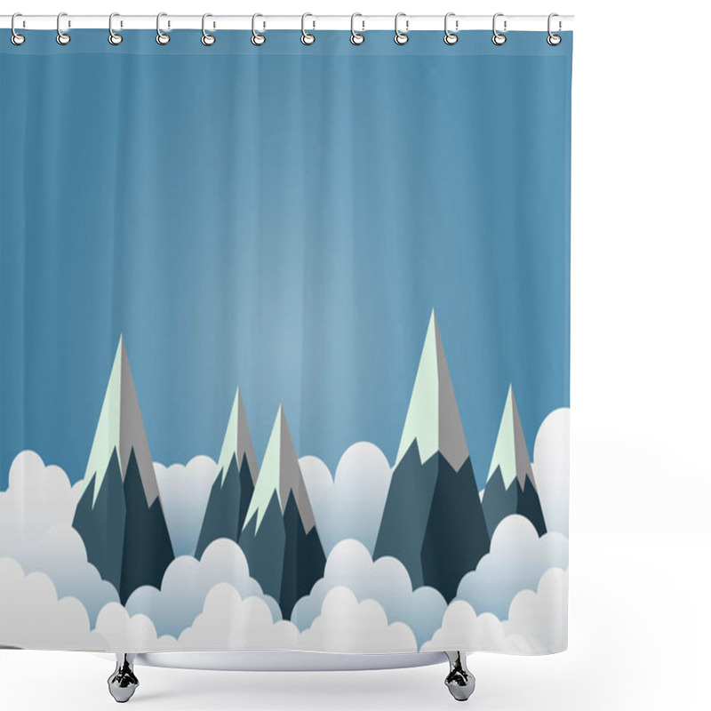 Personality  Snow Mountain With Beautiful Clouds.paper Art,Vector Llustration Shower Curtains