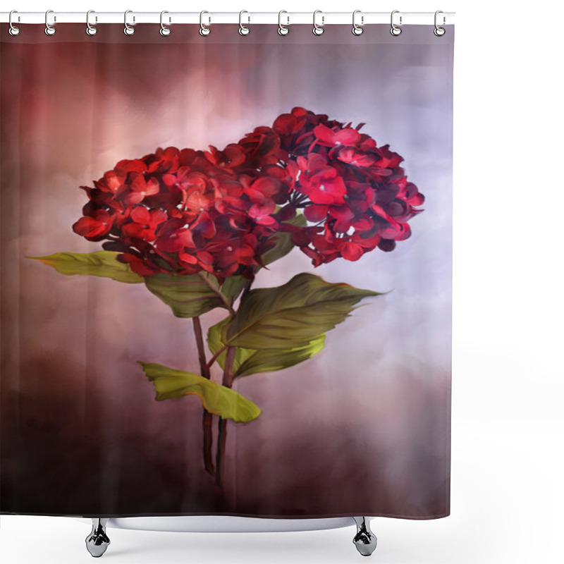 Personality  Painted Red Hydrangeas Shower Curtains