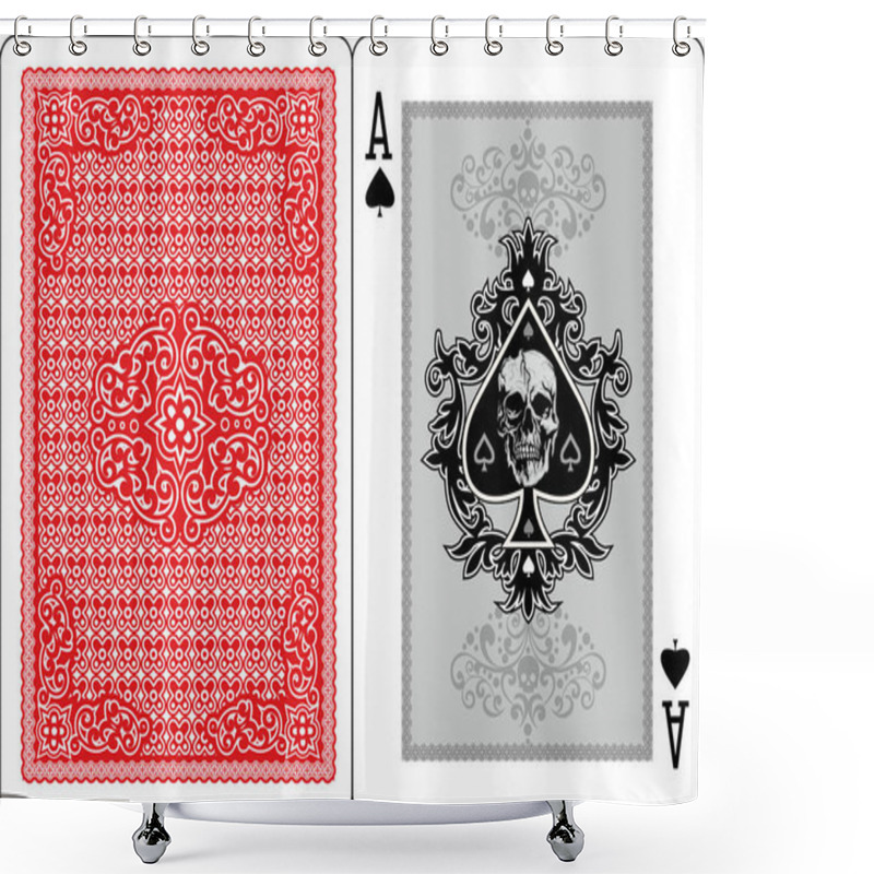 Personality  Playing Card, Ace Of Spades With Skull Shower Curtains