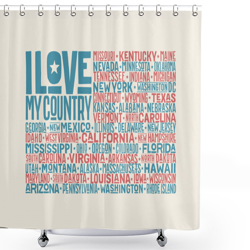 Personality  United State Of America Flag With States Shower Curtains