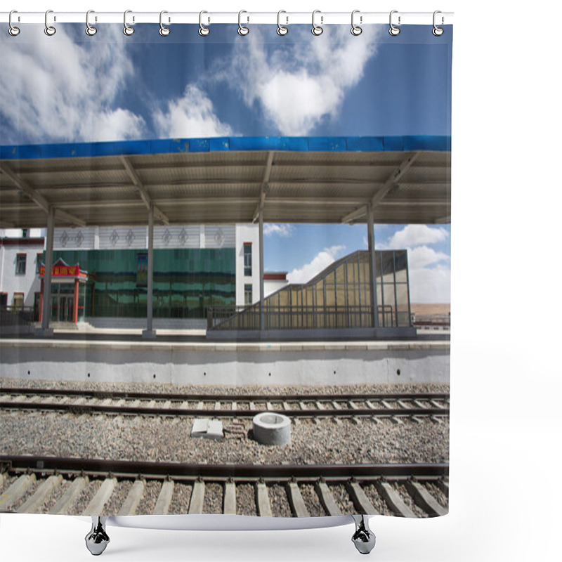 Personality  Small Empty Chinese Train Station In Tibet Region Shower Curtains