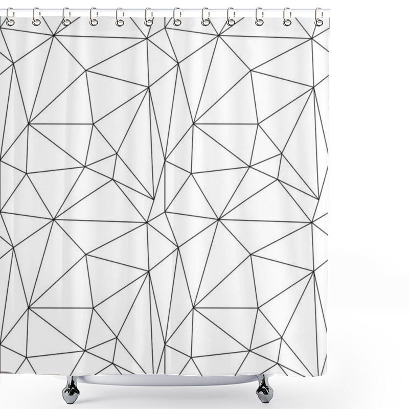 Personality  Abstract Geometric Black And White Seamless Pattern Of Triangles. Black Thin Lines On A White Background. Vector Eps10. Shower Curtains