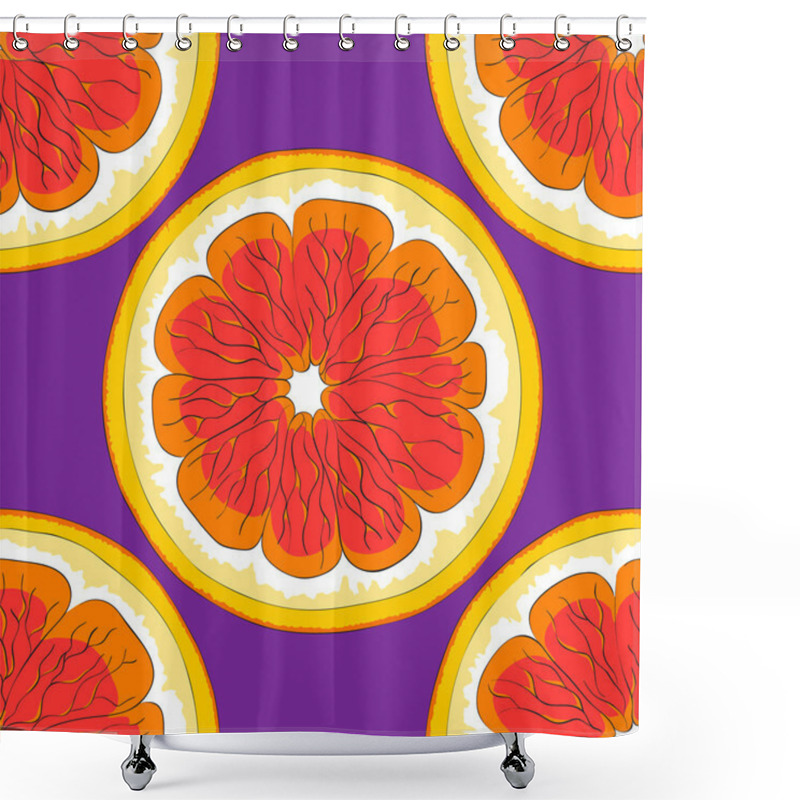 Personality  Grapefruits On A Purple Background. Shower Curtains