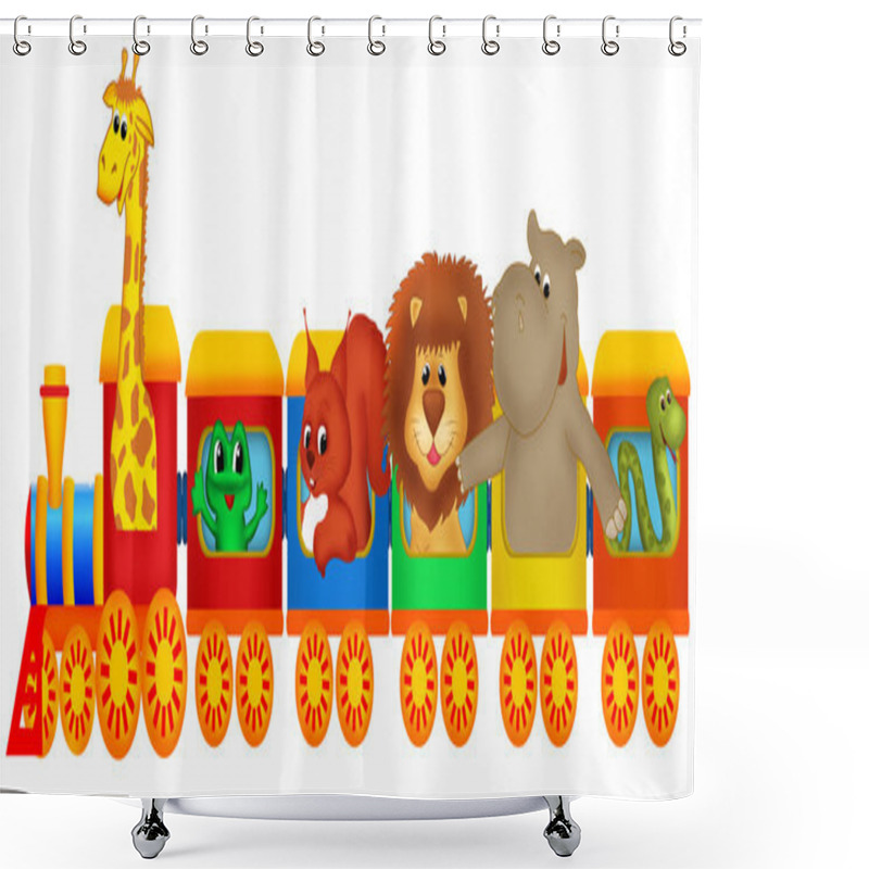 Personality  Train With Animals Shower Curtains