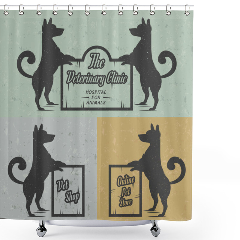 Personality  Vector Set Sign Dog Shower Curtains