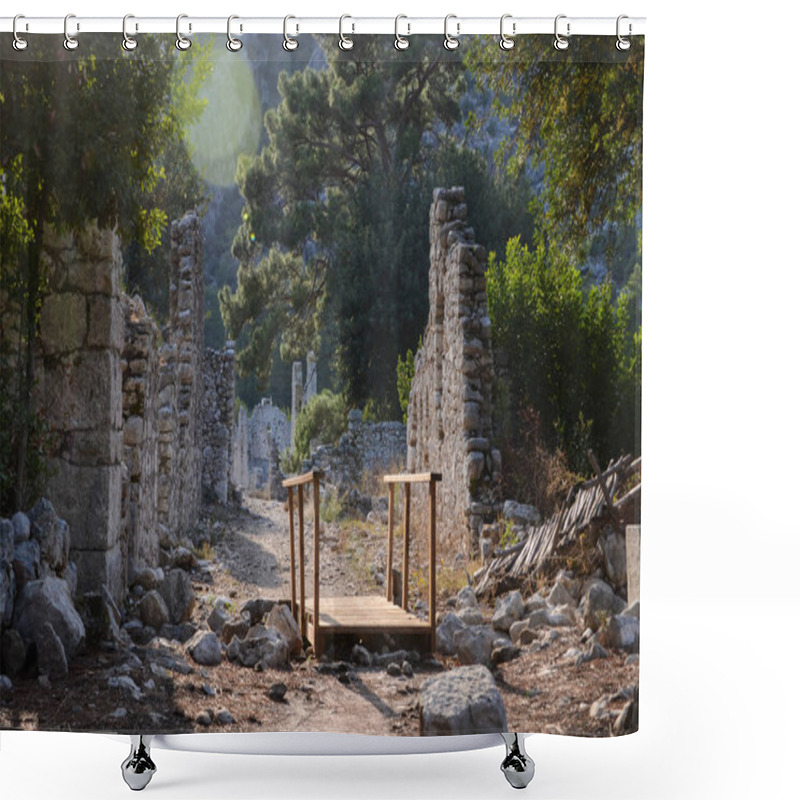 Personality  Ancient Ruins Of Olympos Turkey Surrounded By Nature On A Serene Path With Historic Stone Walls Shower Curtains