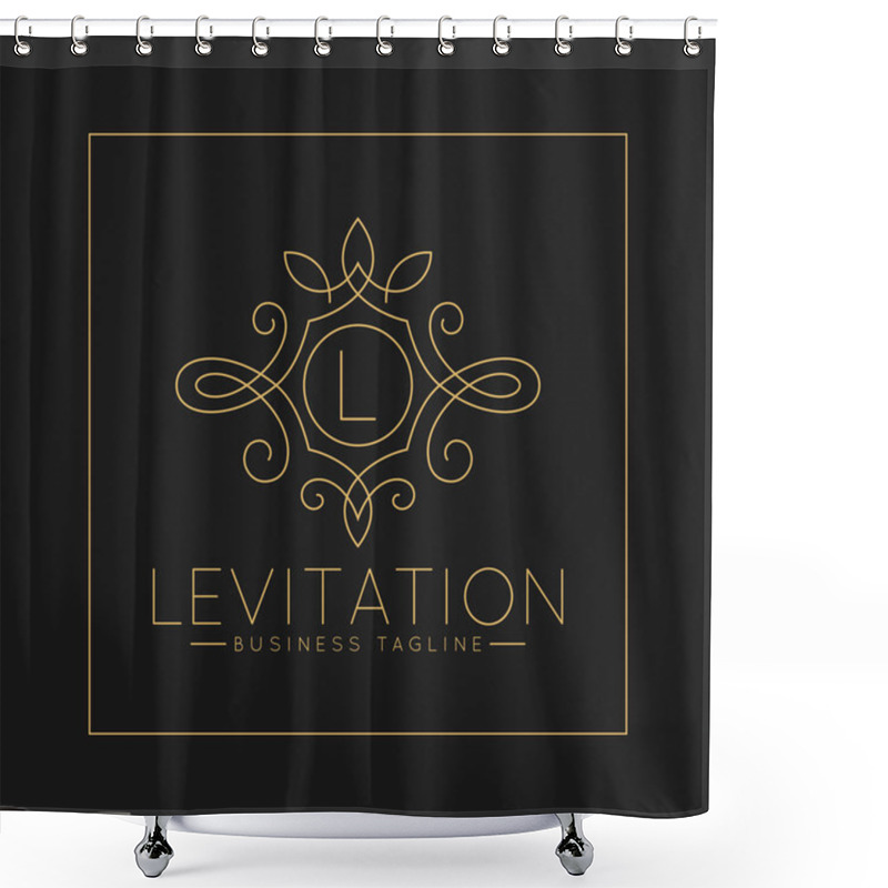 Personality  Luxurious Letter L Logo With Classic Line Art Ornament Style  Shower Curtains