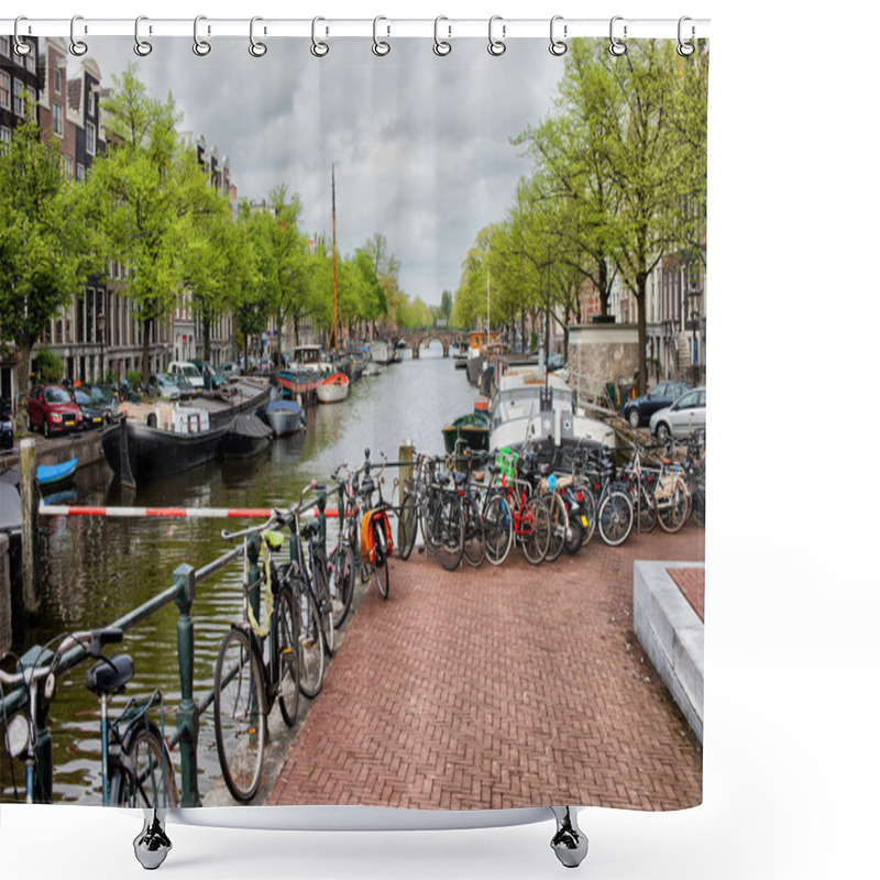 Personality  City Of Amsterdam Canal Waterfront Shower Curtains