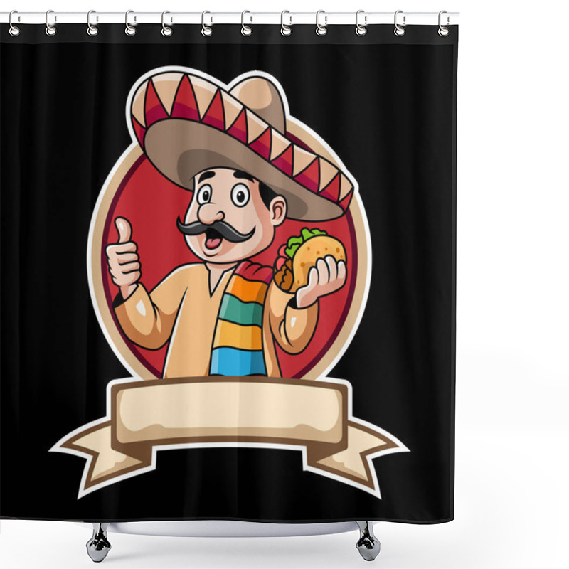 Personality  Vector Illustration Of Cartoon Mexican Man Mascot Giving Thumb Up Shower Curtains