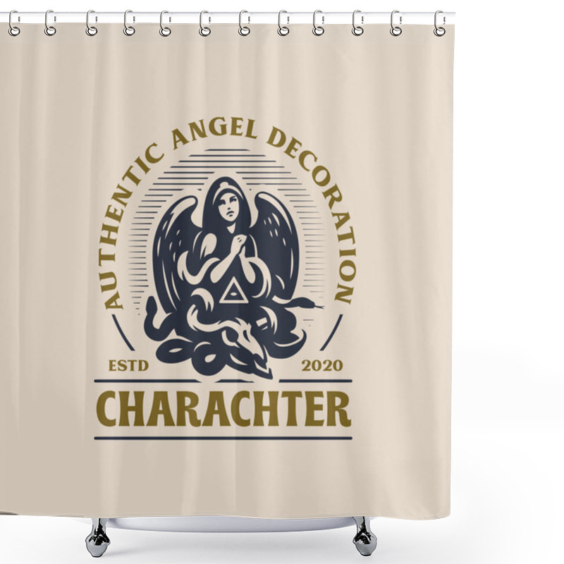 Personality  Woman Angel In A Hood And With Wings Prays. Shower Curtains