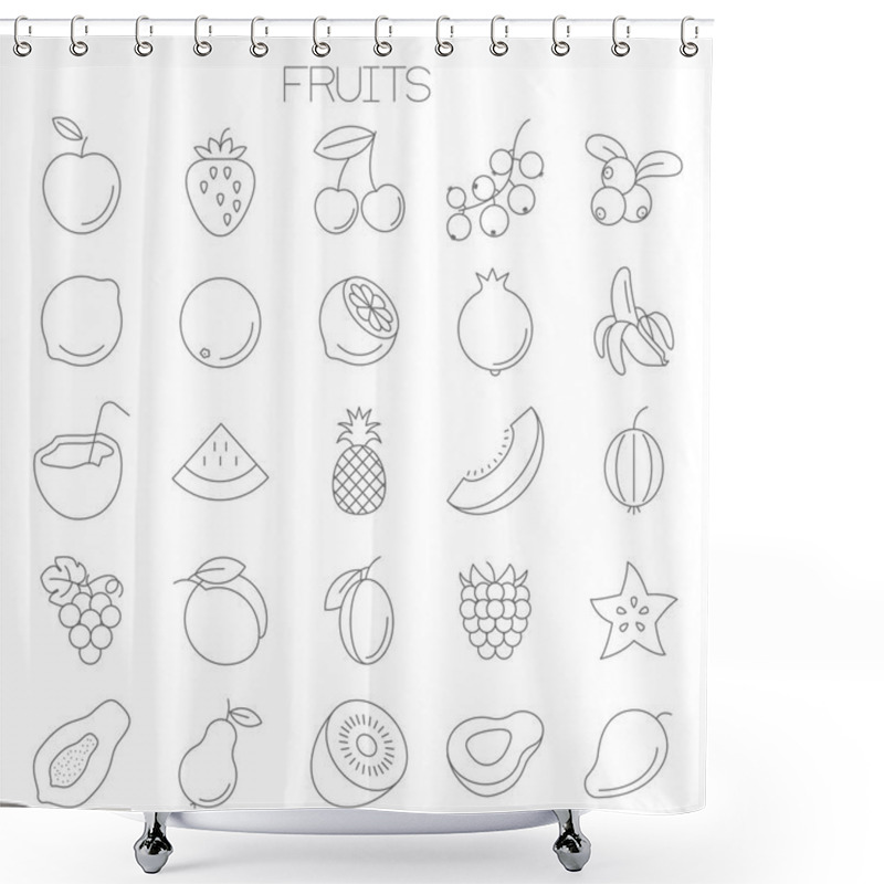 Personality   Fruits Vector Icon Set Shower Curtains