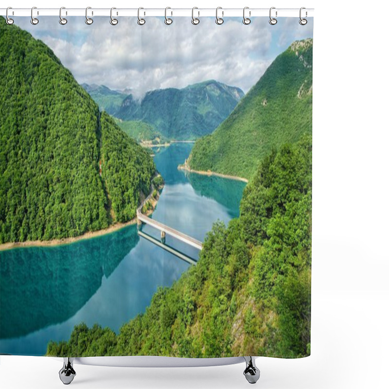 Personality  Bridge On Piva Lake Near Pluzine, Montenegro Shower Curtains