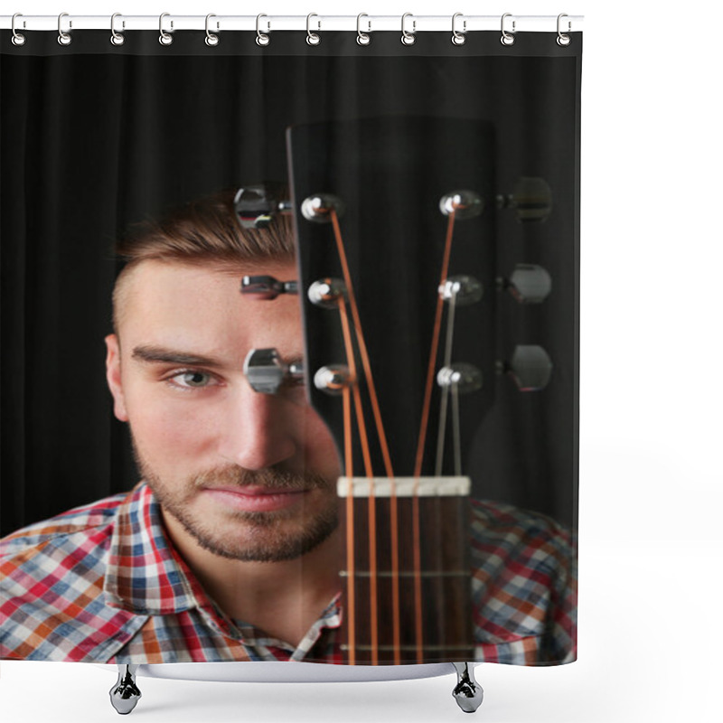 Personality  Young Man With Guitar Shower Curtains