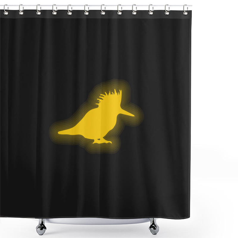 Personality  Bird Silhouette Yellow Glowing Neon Icon Shower Curtains