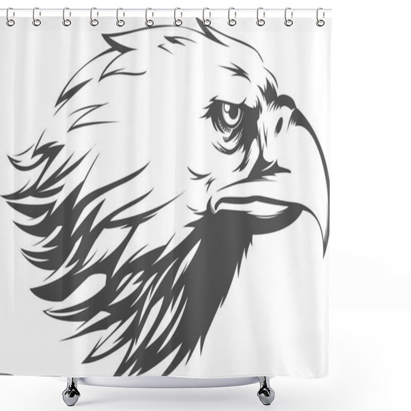 Personality  Eagle Head Vector - Side View Silhouette Shower Curtains