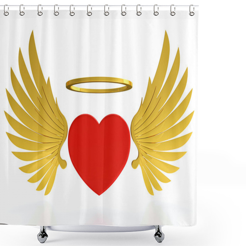 Personality  Heart With Wings Shower Curtains