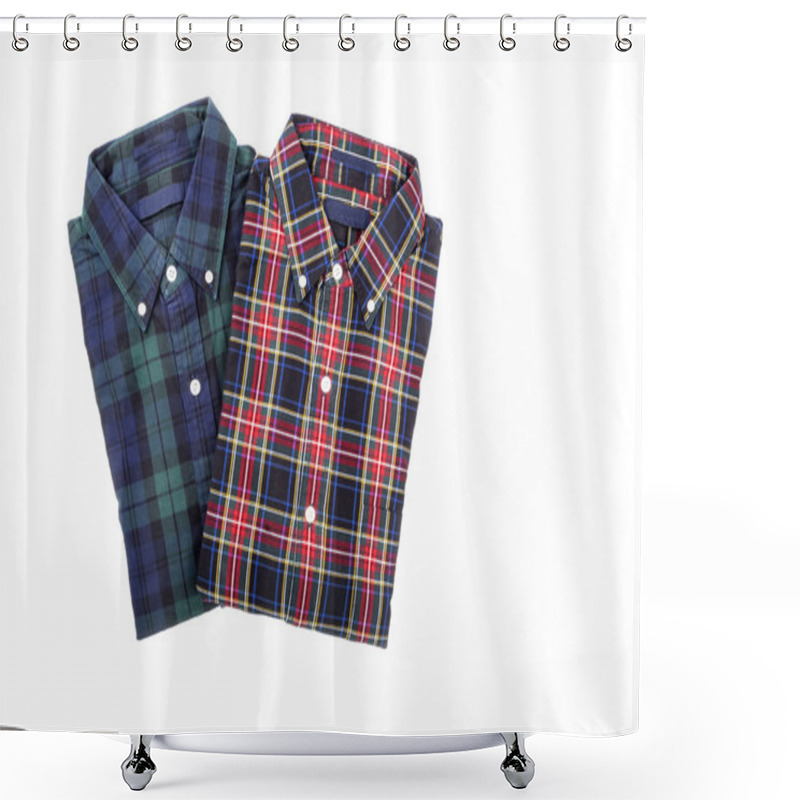 Personality  Plaid Shirts Isolated On White Shower Curtains