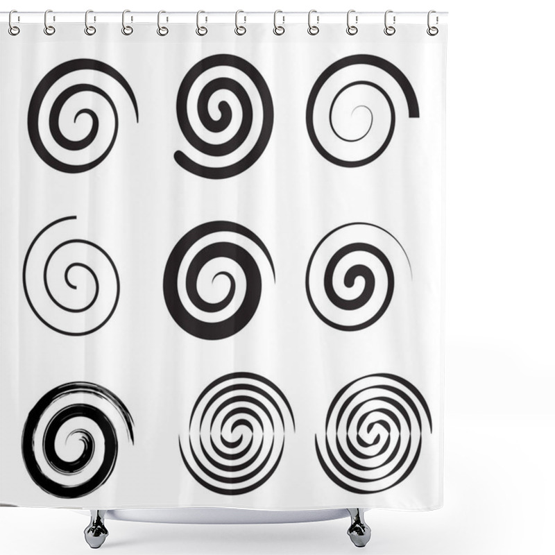 Personality  Spiral Collection. Set Of Simple Spirals Shower Curtains