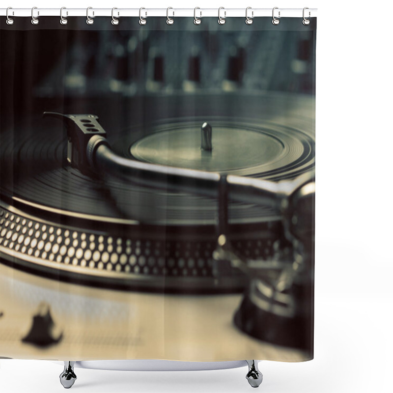 Personality  Old Fashioned Turntable Playing A Track Shower Curtains