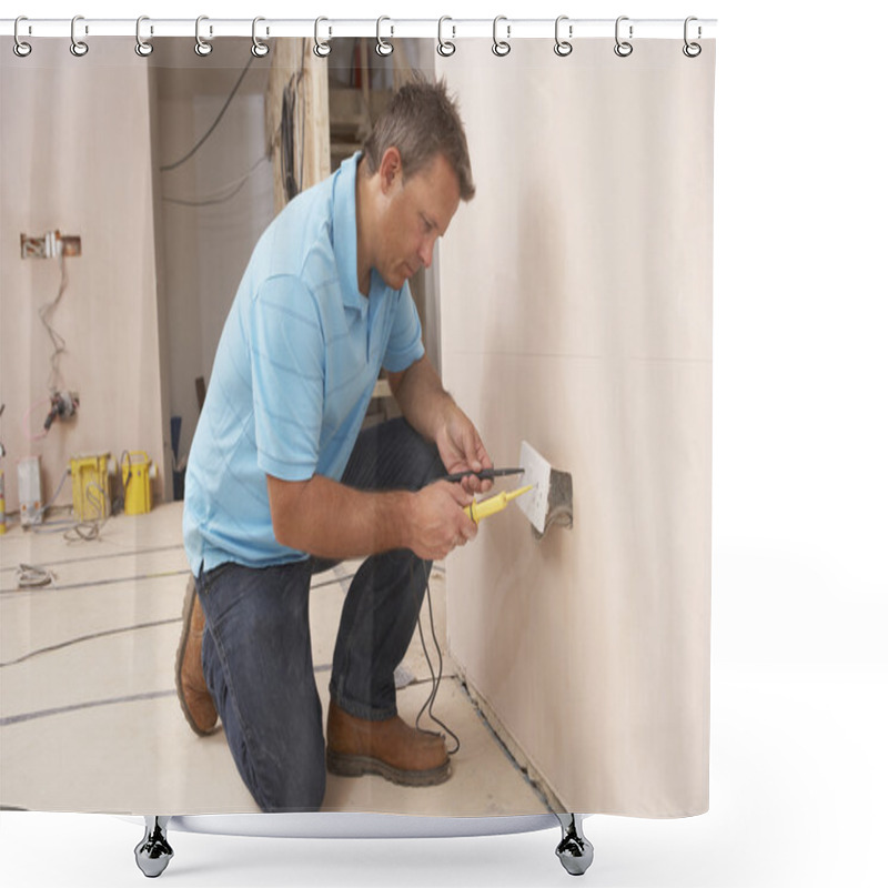 Personality  Electrician Installing Wall Socket Shower Curtains