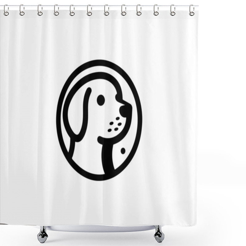 Personality  Minimalist Lines Outline The Dog Logo Design Icon Symbol Vector Illustration. Shower Curtains