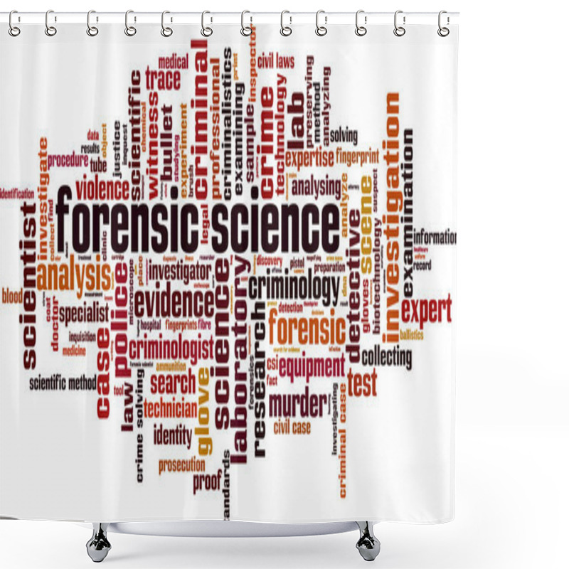 Personality  Forensic Science Word Cloud Concept. Collage Made Of Words About Forensic Science. Vector Illustration  Shower Curtains