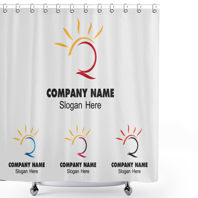 Personality  Sun Logo With Letter Q Icon Shower Curtains