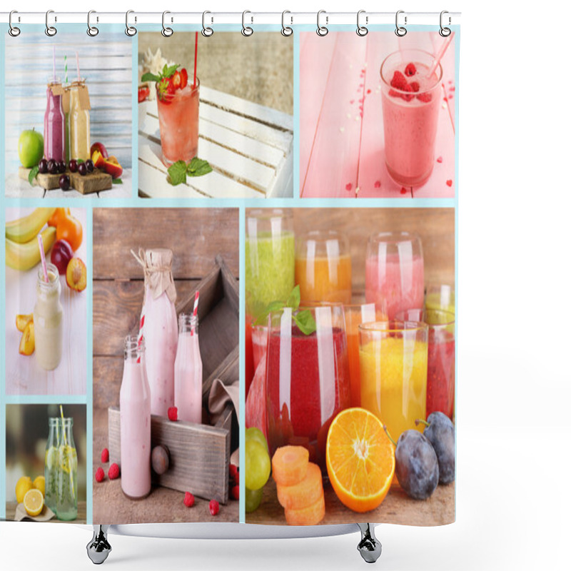 Personality  Collage Of Cold Summer Beverages Shower Curtains