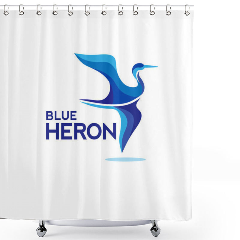 Personality  Flying Blue Heron Shower Curtains