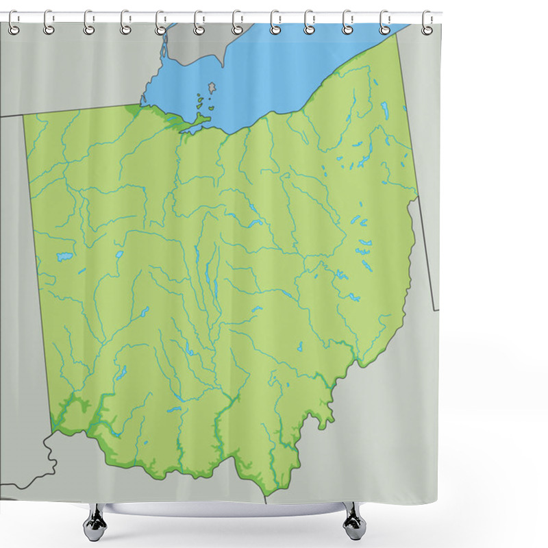 Personality  High Detailed Ohio Physical Map. Shower Curtains