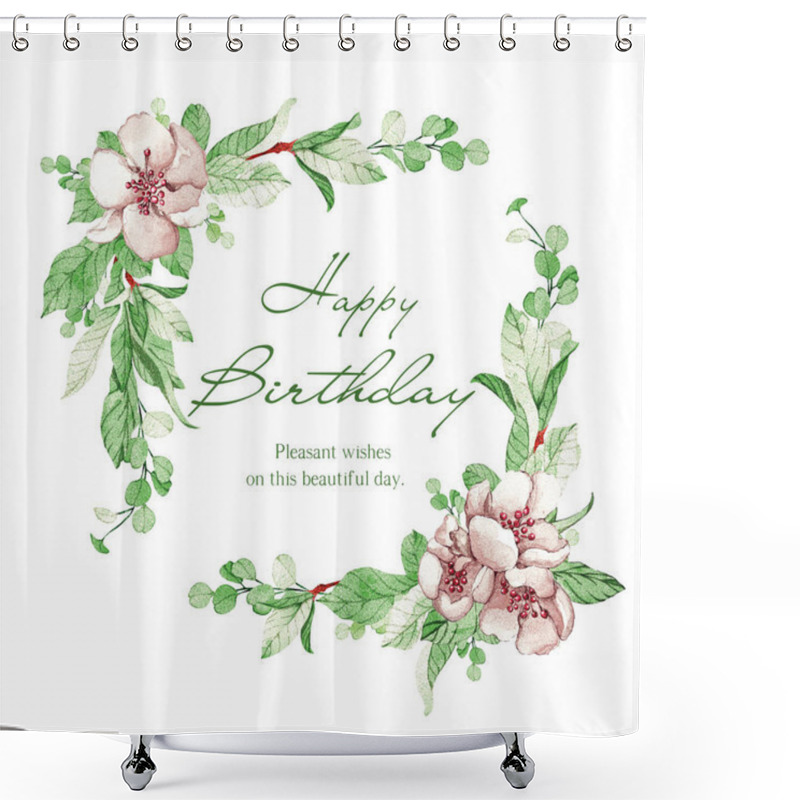 Personality  Frame White Sakura Flowers Shower Curtains