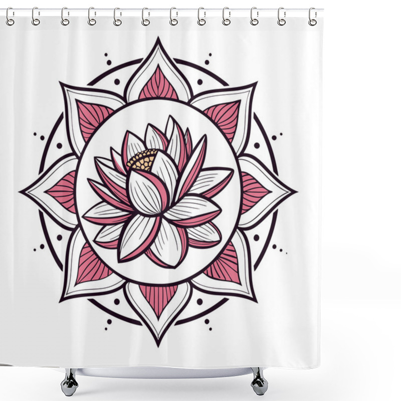 Personality  Lotus Flower Illustration. Symbolism In Traditional Mandala Designs Shower Curtains